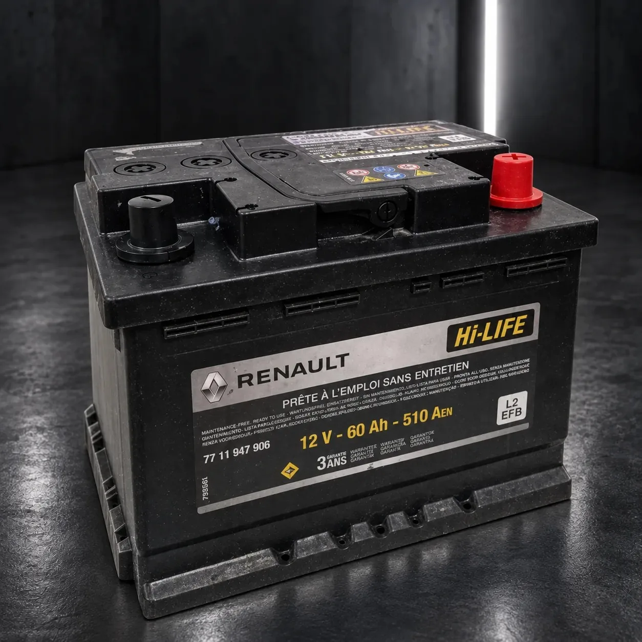 Batteria EFB 60 Ah originale Renault Start&Stop, rigenerata